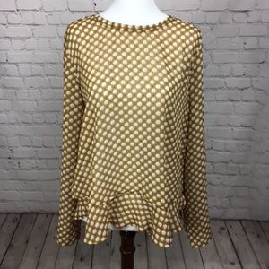 Ann Taylor Loft Long Sleeve Sheer Peplum Blouse